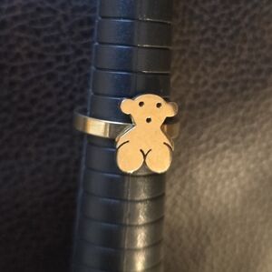 Stainless Steel Gold ToneTeddy Bear Ring Size 7